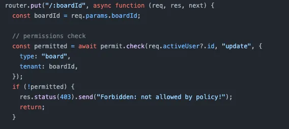 Application route enforcing multitenancy