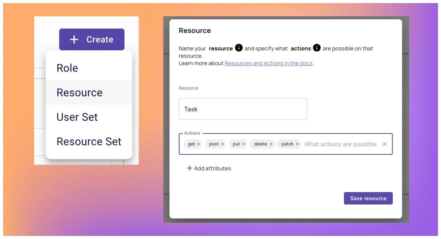 create resource and actions